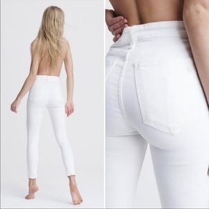 Rag & Bone Nina High Rise Ankle Skinny Jeans White Button Fly